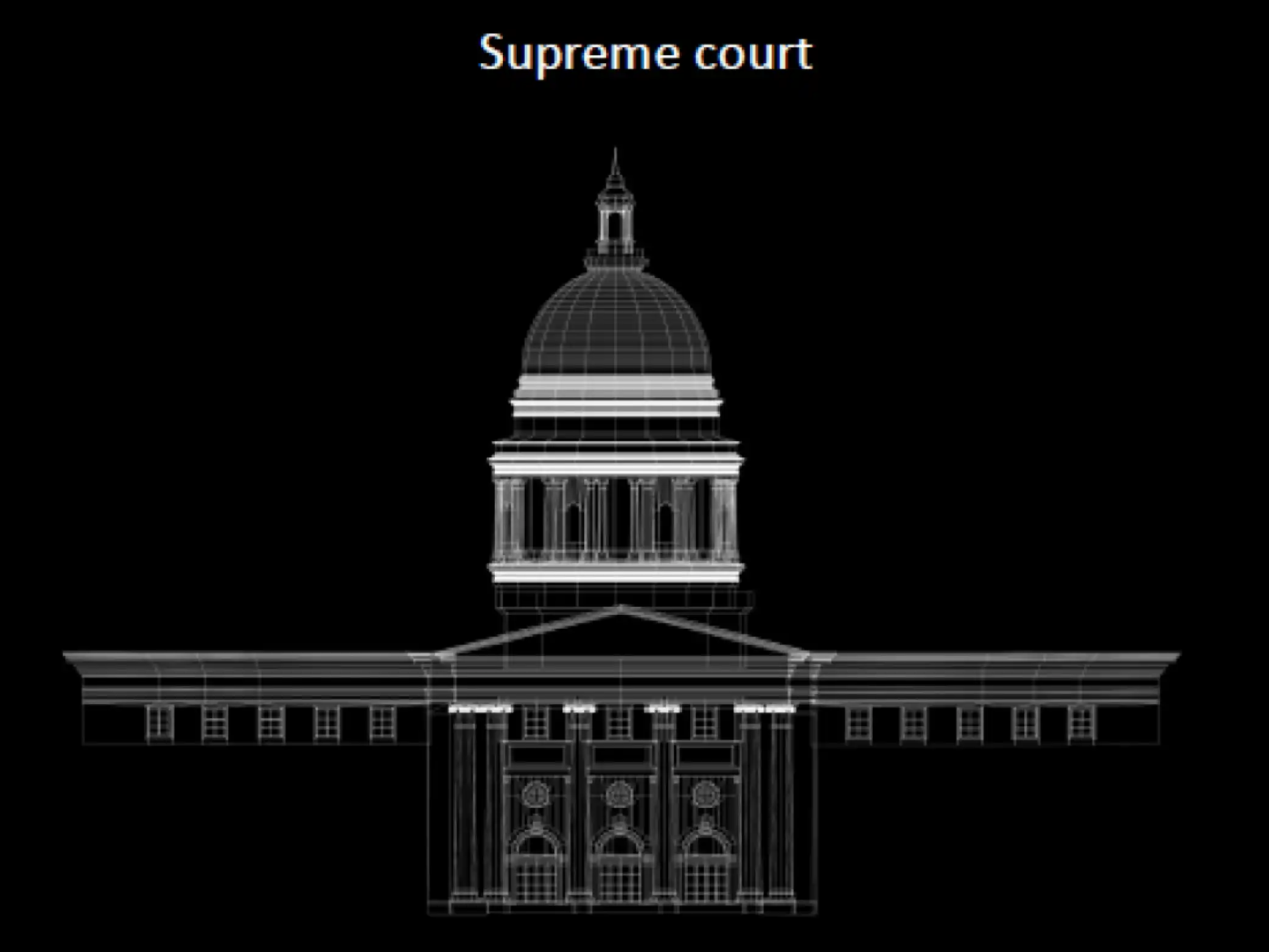 Client-provided façade file of the Supreme Court building for the Light To Night 2026 video mapping projection